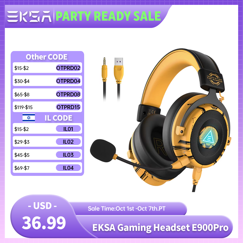 Wired Earphone Lightning - EKSA E900 Pro Gaming Headphones 7.1
