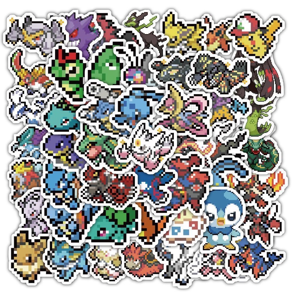 60Pcs Pixel Pokémon Stickers C - Tablet Cute Accessories ulasan dan harga